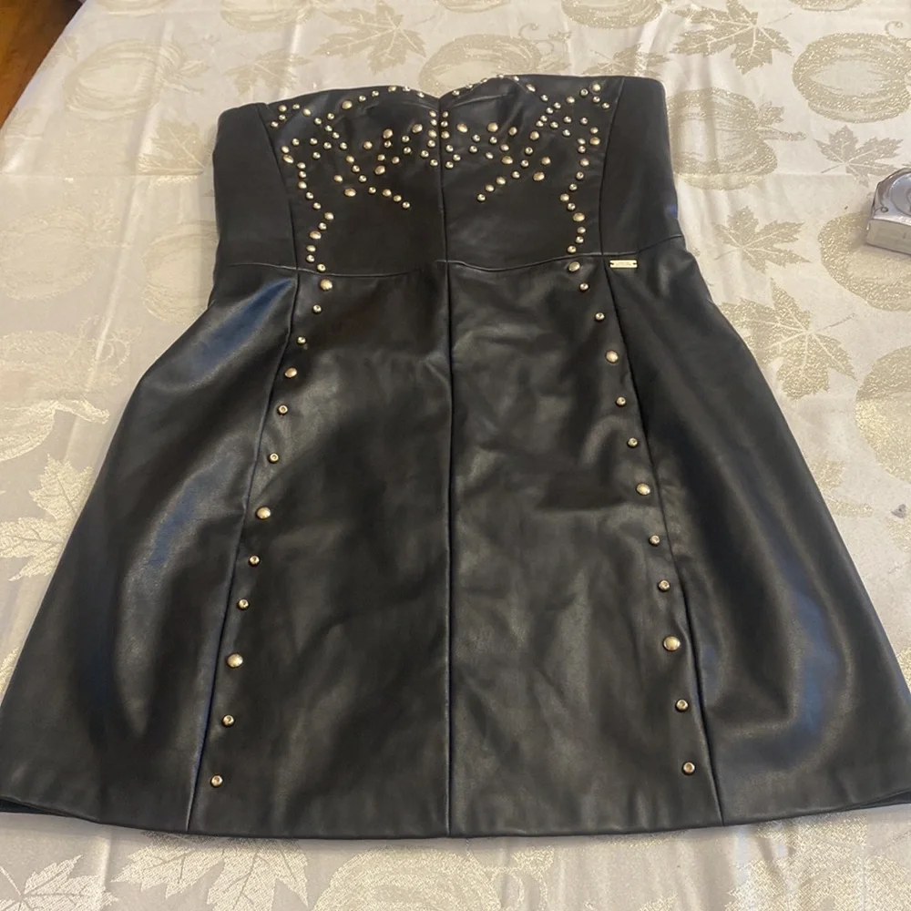 NWT Armani Exchange Black Studded Moto Dress - Picture 5 of 8